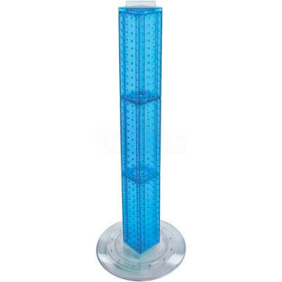Global Approved 700223-BLU 36" Pegboard Revolving Floor Display, 4-Sided, Blue Translucent ,1 Piece