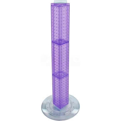 Global Approved 700223-PUR 36" Pegboard Revolving Floor Display 4-Sided Purple Translucent 1 Piece