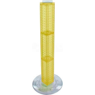 Global Approved 700223-YEL 36" Pegboard Revolving Floor Display 4-Sided Yellow Translucent 1 Piece