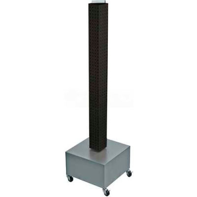 Global Approved 700224-BLK 48" Pegboard Rolling Floor Display, 4-Sided, Black Solid ,1 Piece