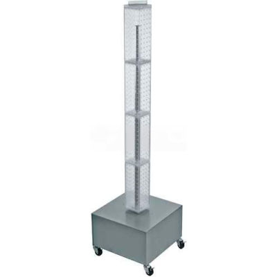 Global Approved 700224-CLR 48" Pegboard Rolling Floor Display, 4-Sided, Clear Translucent ,1 Piece