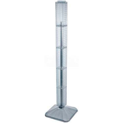 Global Approved 700225-CLR 48" Pegboard Revolving Floor Display, 4-Sided, Clear Translucent ,1 Piece