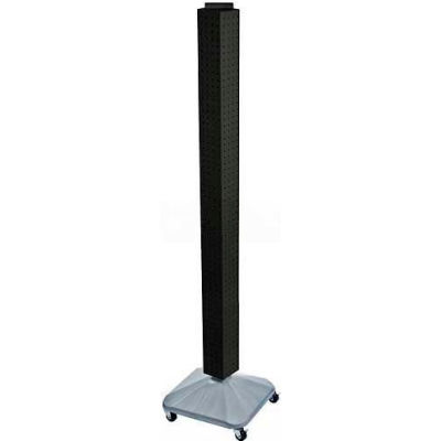 Global Approved 700226-BLK 60" Pegboard Rolling Floor Display, 4-Sided, Black Solid ,1 Piece