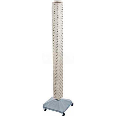 Global Approved 700226-WHT 60" Pegboard Rolling Floor Display, 4-Sided, White Solid ,1 Piece
