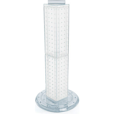 Azar Displays 700227-WHT, Four Sided Pegboard Tower Display W/ Revolving 9" Base, 9"W x 9"D x 25"H