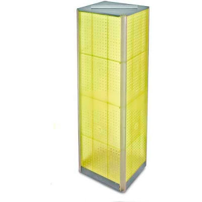 Global Approved 700405-YEL Four-Sided Pegboard Spinning Floor Display, 16" x 60", Yellow ,1 Piece