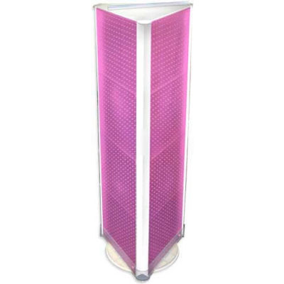 Global Approved 700450-PNK Three-Sided Spinning Pegboard Floor Display, 16" x 60", Pink Opaque