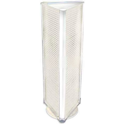 Global Approved 700450-WHT Three-Sided Spinning Pegboard Floor Display, 16" x 60", White Solid