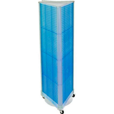 Global Approved 700451-BLU Three-Sided Spinning Pegboard W/ Wheels, 16" x 60", Blue Opaque ,1 Piece