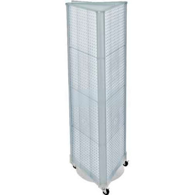 Global Approved 700451-CLR Three-Sided Spinning Pegboard W/ Wheels, 16" x 60", Clear Opaque ,1 Piece