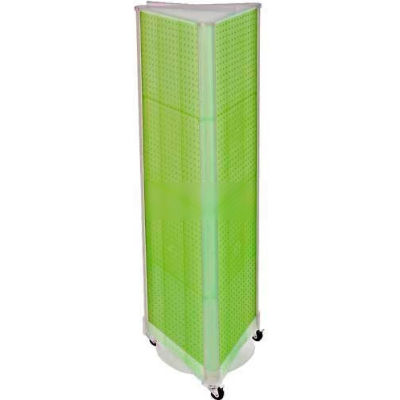Global Approved 700451-GRE Three-Sided Spinning Pegboard W/ Wheels, 16" x 60", Green Opaque ,1 Piece