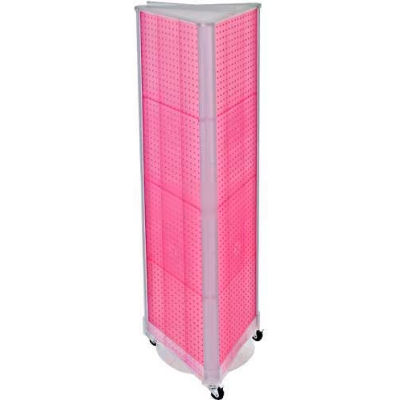 Global Approved 700451-PNK Three-Sided Spinning Pegboard W/ Wheels, 16" x 60", Pink Opaque ,1 Piece