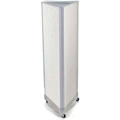 Global Approved 700451-WHT Three-Sided Spinning Pegboard W/ Wheels, 16" x 60", White Solid ,1 Piece