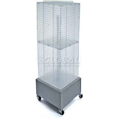 Global Approved 701415-CLR Interlocking Pegboard Countertop Display W/ Wheels, 14" x 40", Clear