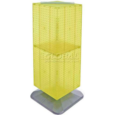 Global Approved 701435-YEL 4-Sided Interlocking Pegboard Floor Display, 14" x 40", Yellow Opaque
