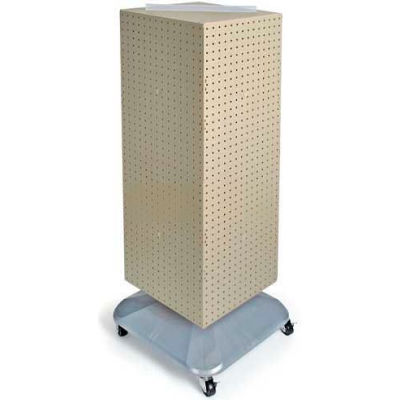 Global Approved 701436-ALM 4-Sided Interlocking Pegboard Floor Display, 14" x 40", Almond Solid