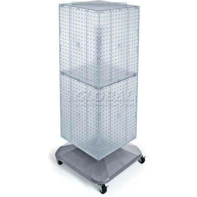 Global Approved 701436-CLR 4-Sided Interlocking Pegboard Floor Display, 14" x 40", Clear Opaque