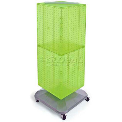 Global Approved 701436-GRE 4-Sided Interlocking Pegboard Floor Display, 14" x 40", Green Opaque