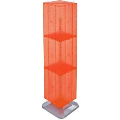 Global Approved 701464-ORG 4-Sided Interlocking Pegboard Floor Display, 14" x 60", Orange Opaque