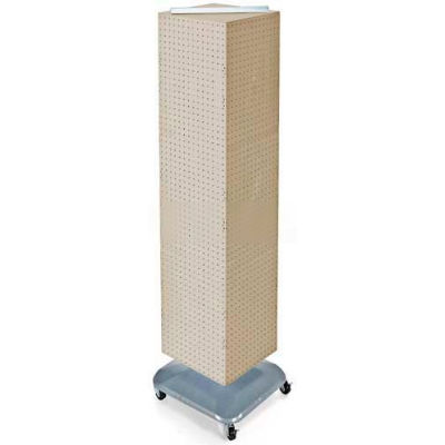 Global Approved 701465-ALM 4-Sided Interlocking Pegboard Floor Display W/ Wheels, 14" x 60", Almond