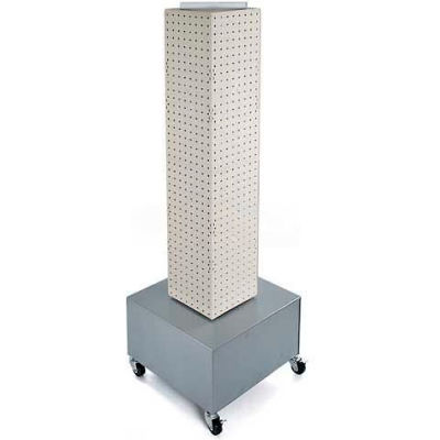 Azar Displays 703386-WHT 4-Sided Interlocking Pegboard Display W/ Wheels, 8" x 40", White Solid