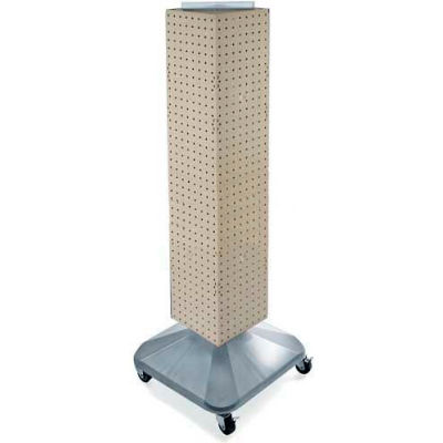 Global Approved 703388-ALM 4-Sided Interlocking Pegboard Display W/ Wheels, 8" x 40", Almond Solid