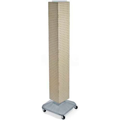 Global Approved 703390-ALM 4-Sided Interlocking Pegboard Display W/ Wheels, 8" x 60", Almond Solid