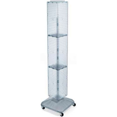 Global Approved 703390-CLR 4-Sided Interlocking Pegboard Display W/ Wheels, 8" x 60", Clear Opaque