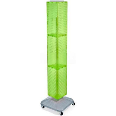 Global Approved 703390-GRE 4-Sided Interlocking Pegboard Display W/ Wheels, 8" x 60", Green Opaque