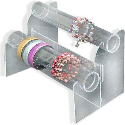 Global Approved 900062 Horizontal 2-Tier Countertop Bracelet Display, 12" Long, Clear ,1 Piece