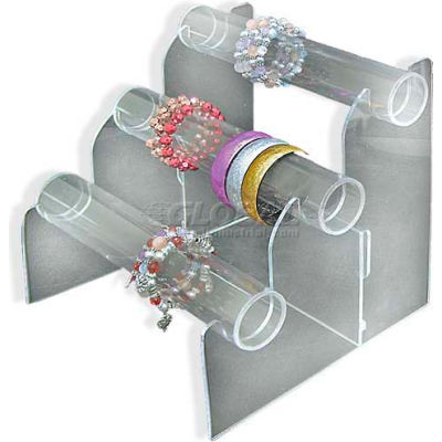 Global Approved 900063 Horizontal 3-Tier Countertop Bracelet Display, 12" Long, Clear ,1 Piece