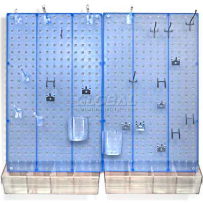 Global Approved 900945-BLU Pegboard Room Organizer Kit, Hardware Included, Blue Opaque ,1 Piece