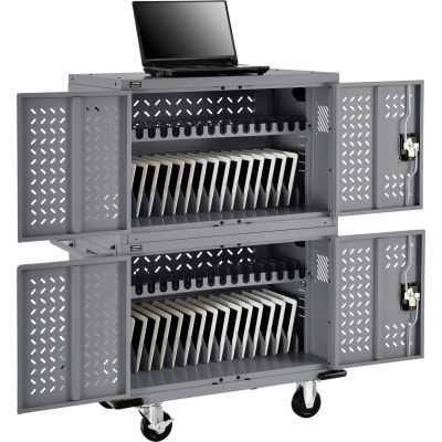 Global Industrial 32-Device Charging Cart For Chromebooks And Tablets, Gray, Assembled