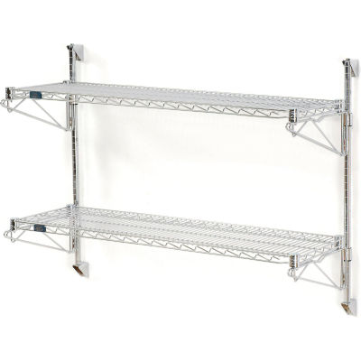 Nexel® Chrome Wall Mount Wire Shelving 48"W x 14"D x 34"H 2 - Shelf Starter