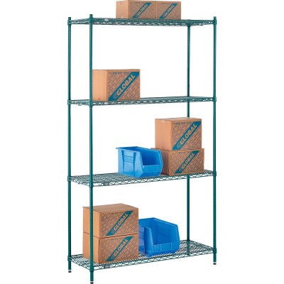 Nexel® Poly-Green® Wire Shelving Starter, 48"W x 14"D x 86"H