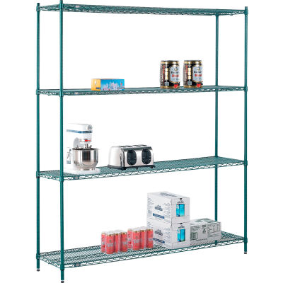 Nexel® Poly-Green® Wire Shelving Starter, 72"W x 14"D x 86"H