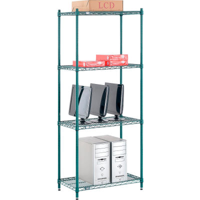 Nexel® Poly-Green® Wire Shelving Starter, 30"W x 14"D x 74"H