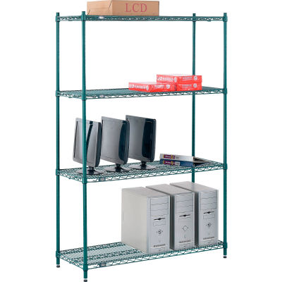 Nexel® Poly-Green® Wire Shelving Starter, 48"W x 14"D x 74"H