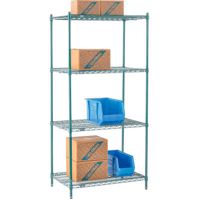 Nexel® Poly-Green® Wire Shelving Starter, 36"W x 24"D x 74"H