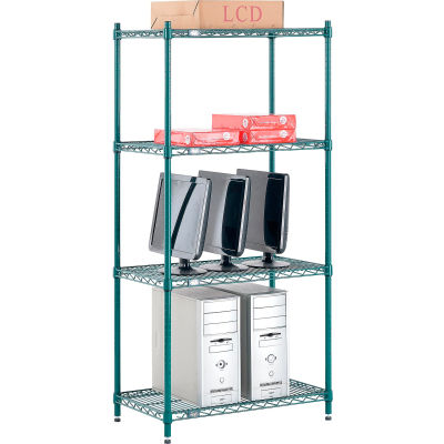 Nexel® Poly-Green® Wire Shelving Starter, 30"W x 14"D x 54"H