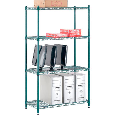 Nexel® Poly-Green® Wire Shelving Starter, 36"W x 14"D x 54"H