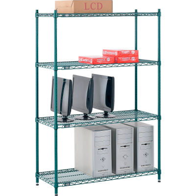 Nexel® Poly-Green® Wire Shelving Starter, 42"W x 18"D x 54"H