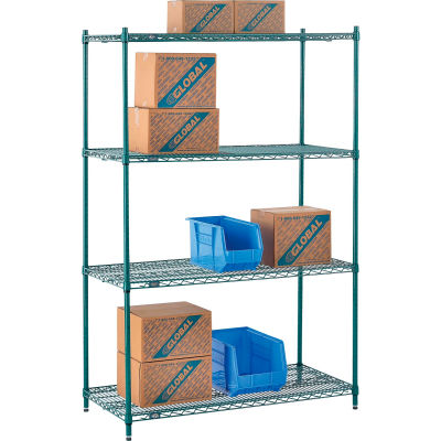 Nexel® Poly-Green® Wire Shelving Starter, 48"W x 21"D x 74"H