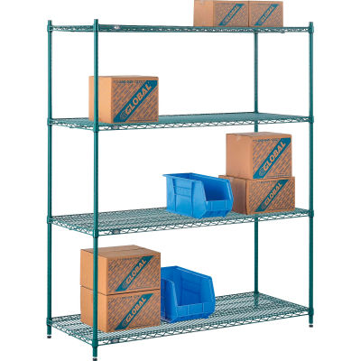Nexel® Poly-Green® Wire Shelving Starter, 60"W x 24"D x 74"H