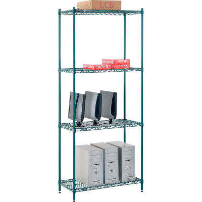 Nexel® Poly-Green® Wire Shelving Starter, 36"W x 14"D x 86"H