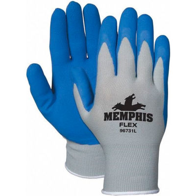 MCR Safety 96731M Memphis Flex Seamless 13 Gauge Nylon Knit Gloves, Medium, Blue/Gray, 1 Pair