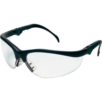 MCR Safety KD310 Klondike® Plus Safety Glasses, Ratchet Temple, Black Frame, Clear Lens