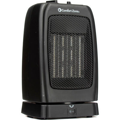 Comfort Zone® CZ448 Oscillating Ceramic Heater – Portable Fan Forced – Black - 750-1500 Watt
