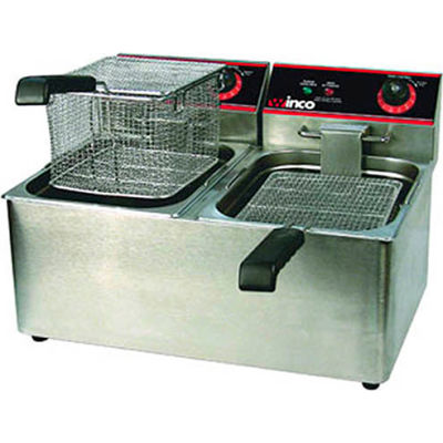 Winco EFT-32 Electric Deep Fryer, 1800W, 120V, 60Hz, Twin Well, 32 lbs. Oil Capacity