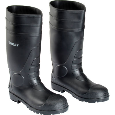 Tingley® 31151 Economy PVC Knee Boots, Size 11, Black, Plain Toe, Cleated Outsole